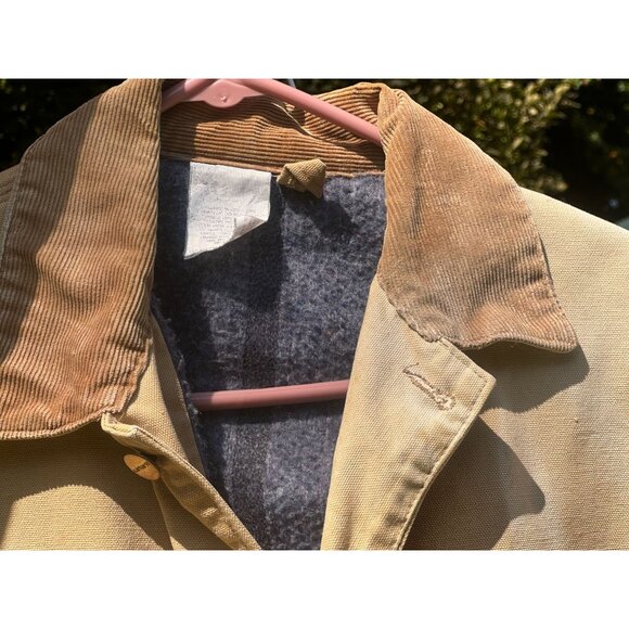 Carhartt Chore Coat Tan Mens Workwear Heavy Duty Canvas Blanket Lined Jacket - Picture 4 of 15